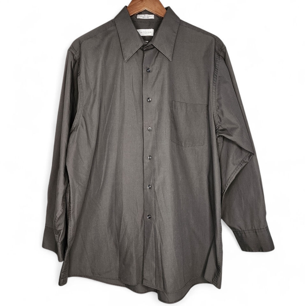 Van Heusen Easy Care Long Sleeve Dress Shirt in Dark Green Size XL 17 32/33